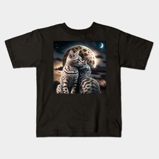 Bengals And The Moon Kids T-Shirt by Enchanted Reverie